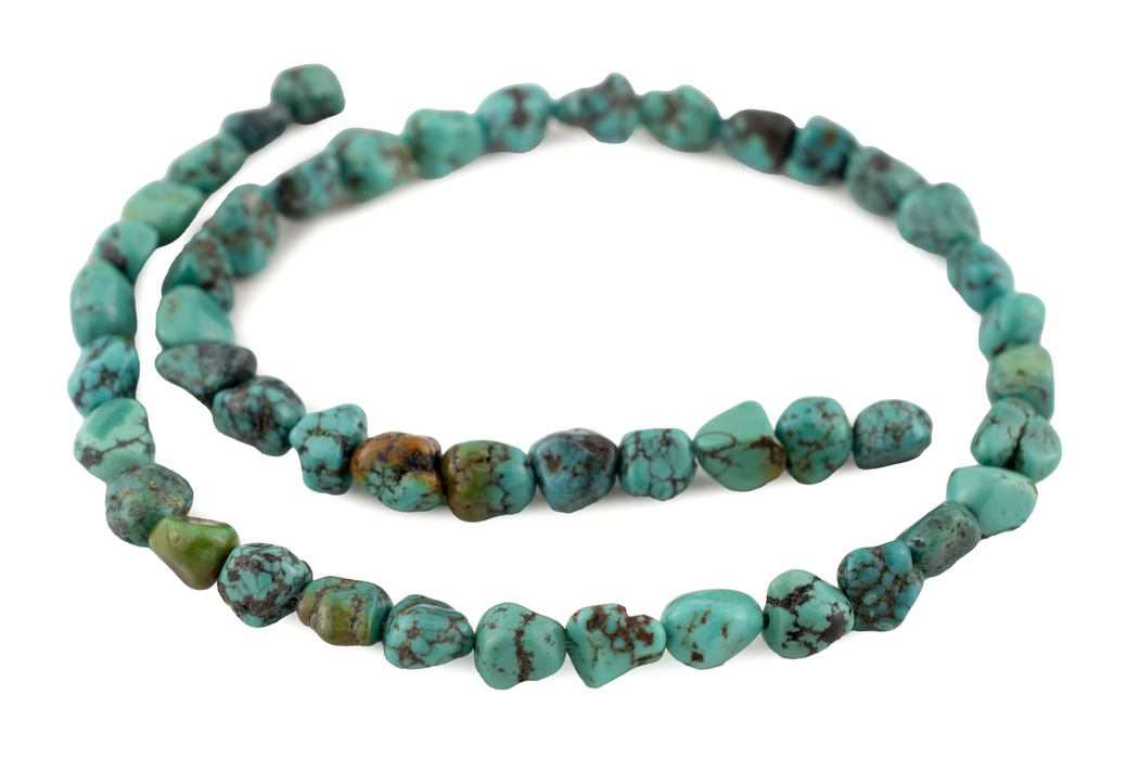 Dark Aqua Turquoise Nugget Beads (7-8mm)
