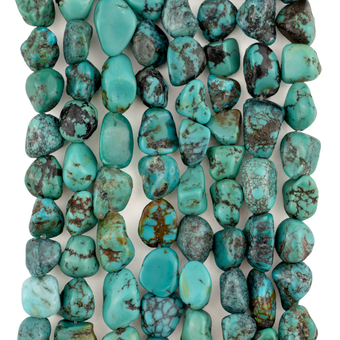 Dark Aqua Turquoise Nugget Beads (7-8mm)