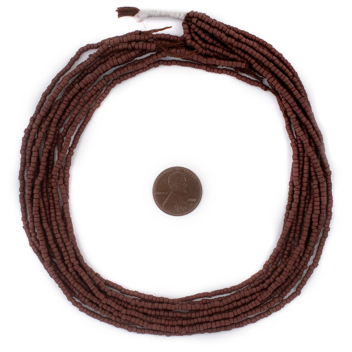 Brick Brown Afghan Tribal Seed Beads (10 Strands)