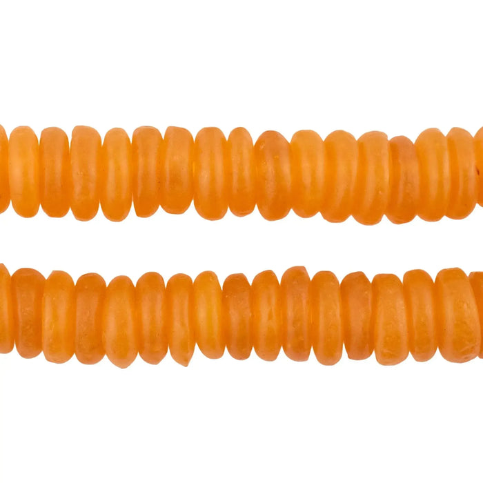 Tangerine Orange Rondelle Recycled Glass Beads