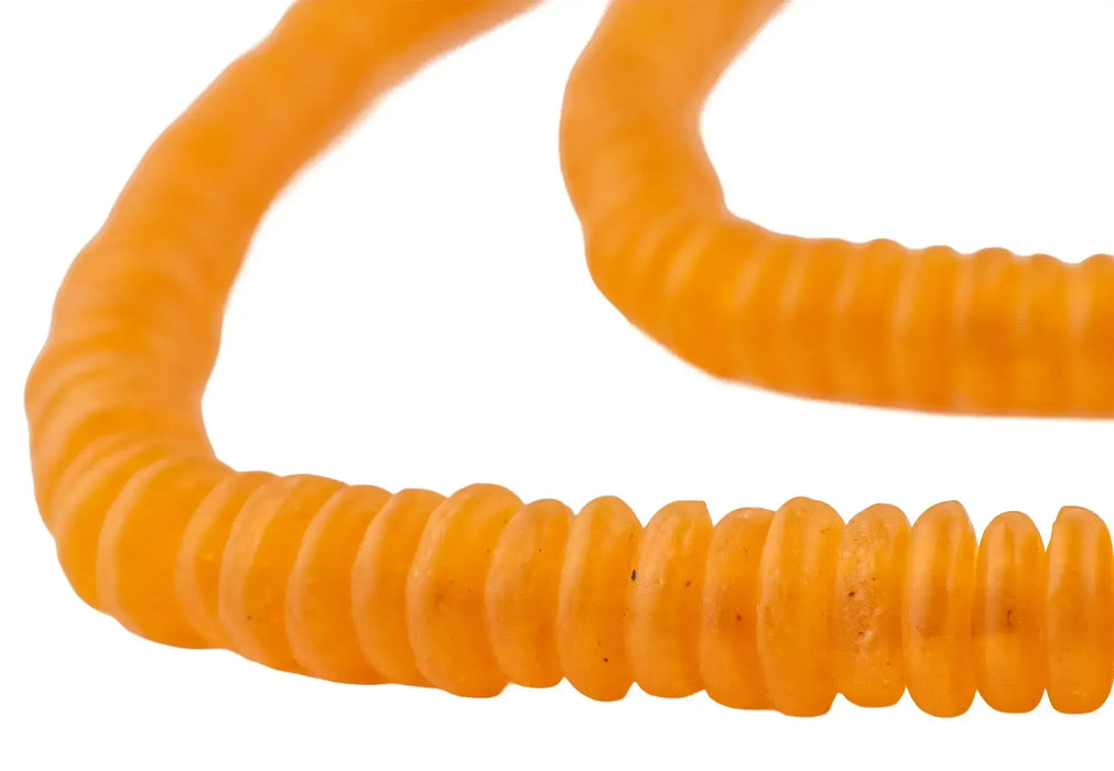 Tangerine Orange Rondelle Recycled Glass Beads