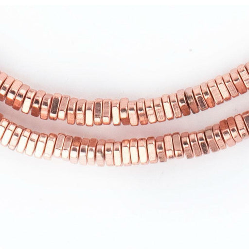 Faceted Copper Triangle Heishi Beads (4mm, 24 inch Strand)