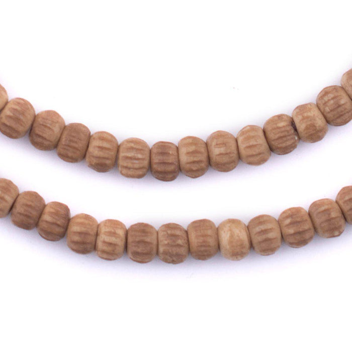 Tan Carved Chevron Bone Mala Beads (6mm)