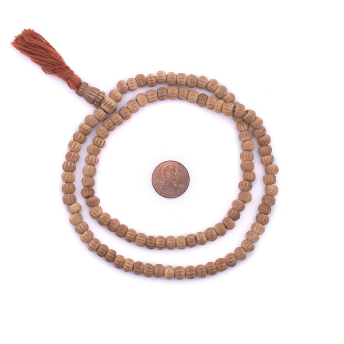 Tan Carved Chevron Bone Mala Beads (6mm)