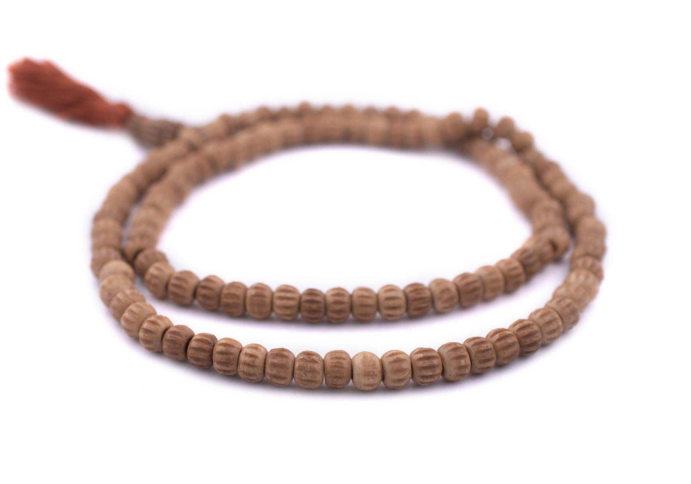 Tan Carved Chevron Bone Mala Beads (6mm)