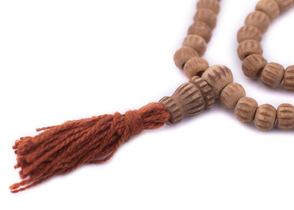 Tan Carved Chevron Bone Mala Beads (6mm)