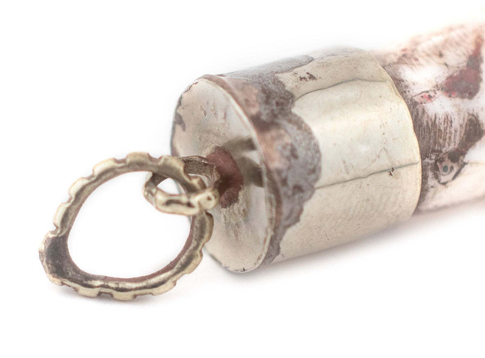 Silver Capped Conch Shell Tooth Pendant (60mm)
