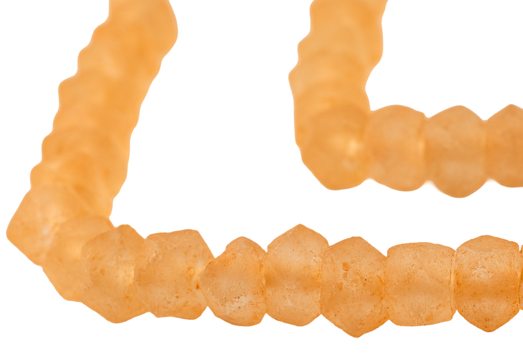 Tangerine Orange Faceted Recycled Java Sea Glass Beads