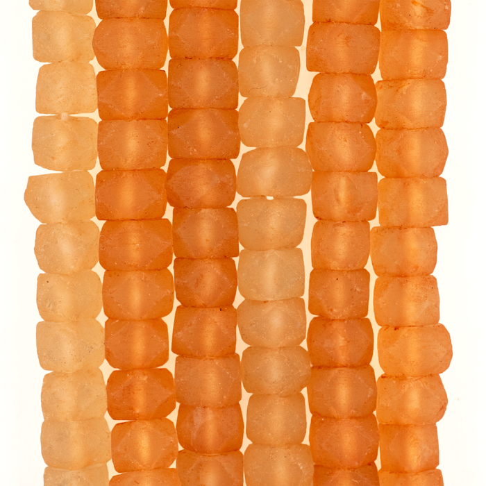 Tangerine Orange Faceted Recycled Java Sea Glass Beads