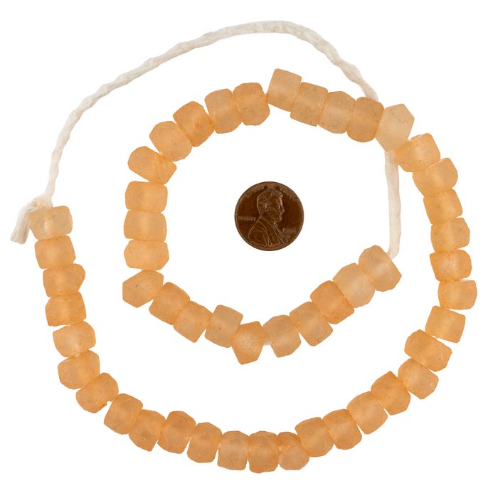 Tangerine Orange Faceted Recycled Java Sea Glass Beads