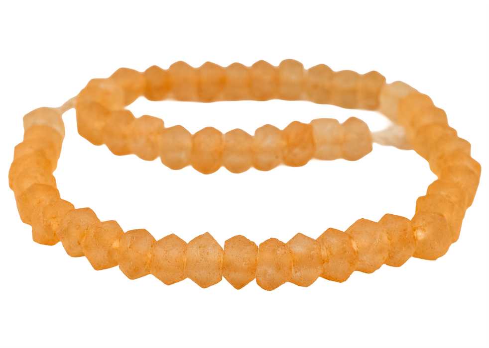 Tangerine Orange Faceted Recycled Java Sea Glass Beads