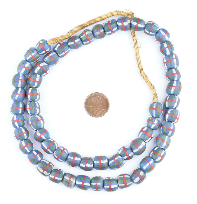 Blue French Cross Krobo Beads - The Bead Chest