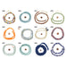 The real strands numbered 49-60, each photographed with a penny for scale: Studio Collection bead sets