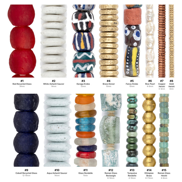 What's included in the Studio Collection bead sets, strands numbered 1-15