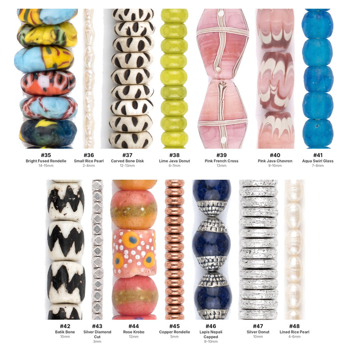 What's included in the Studio Collection bead sets, strands numbered 35-48