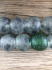 Hidden Gems: Jumbo Grey Swirl Recycled Glass Beads (1 Green Bead)