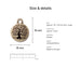 Antiqued brass tree of life charm size and details: 19 x 16 mm pewter, 2mm loop hole, made in Europe