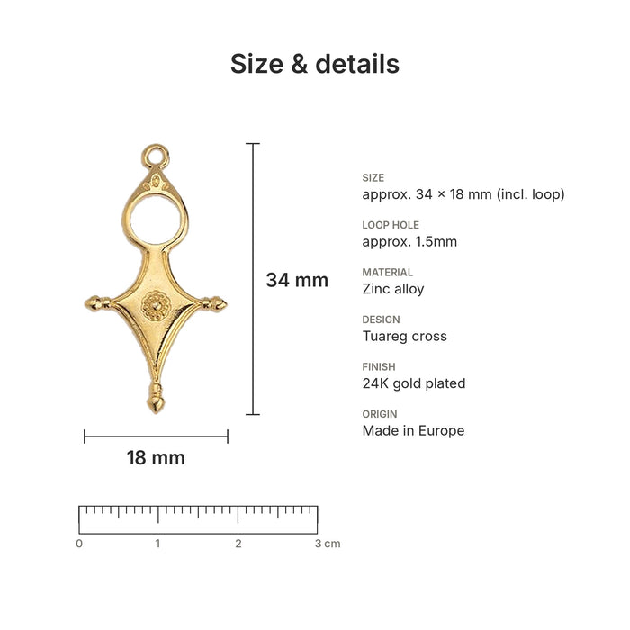 tuareg pendants size details cross gold