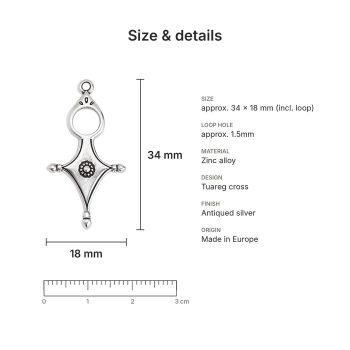 tuareg pendants size details cross silver