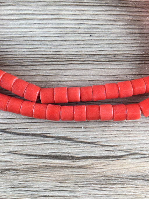 Hidden Gems: Red Cylindrical Vintage Czech Glass Beads