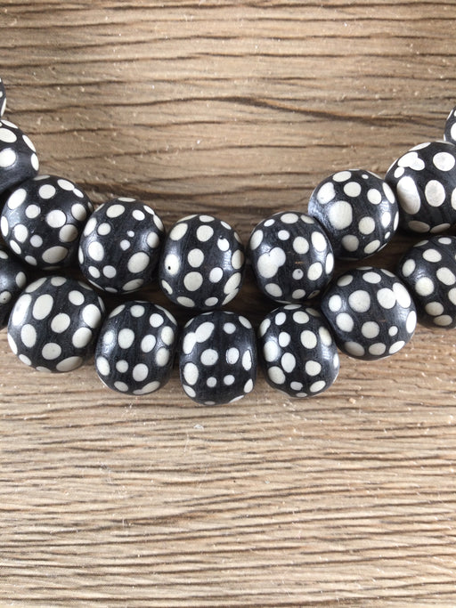 Hidden Gems: Black Polka Dot Java Skunk Beads