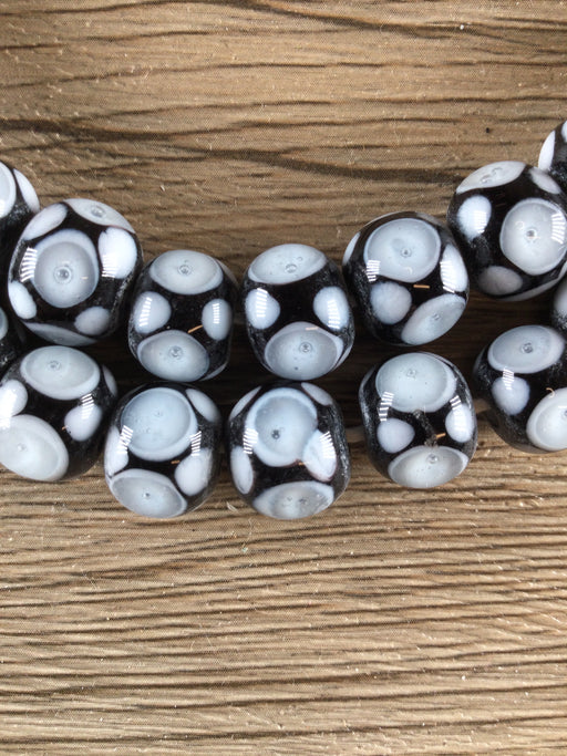 Hidden Gems: Black & White Java Glass Skunk Beads