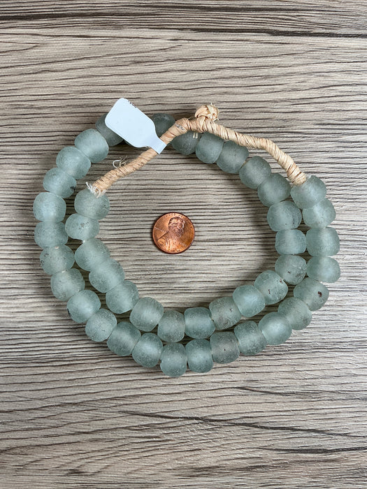 Hidden Gems: Clear Aqua Recycled Glass Beads (14mm)