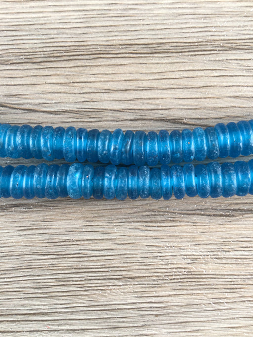 Hidden Gems: Turquoise Blue Rondelle Recycled Glass Beads