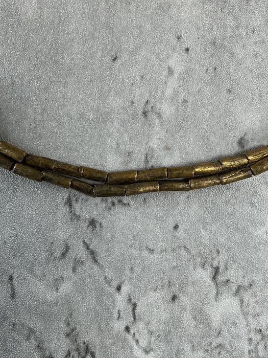 Hidden Gems: Ethiopian Brass Tube Beads   Long Strand