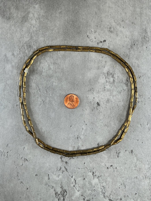 Hidden Gems: Ethiopian Brass Tube Beads   Long Strand