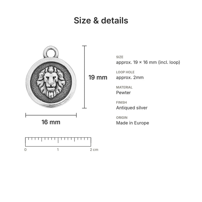 zodiac charms size details leo
