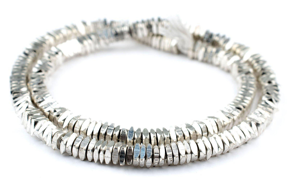Faceted Silver Square Beads (7mm) - The Bead Chest
