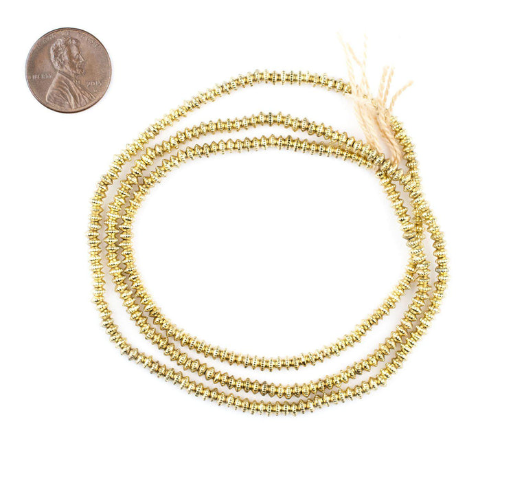Gold Patterned Heishi Beads (3mm) - The Bead Chest