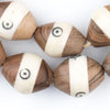 Inlaid Wood and Carved Bone Tanzanian Bicone Beads (30x24mm)
