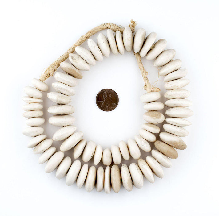 Kenya Matte White Bone Beads (Disk) - The Bead Chest
