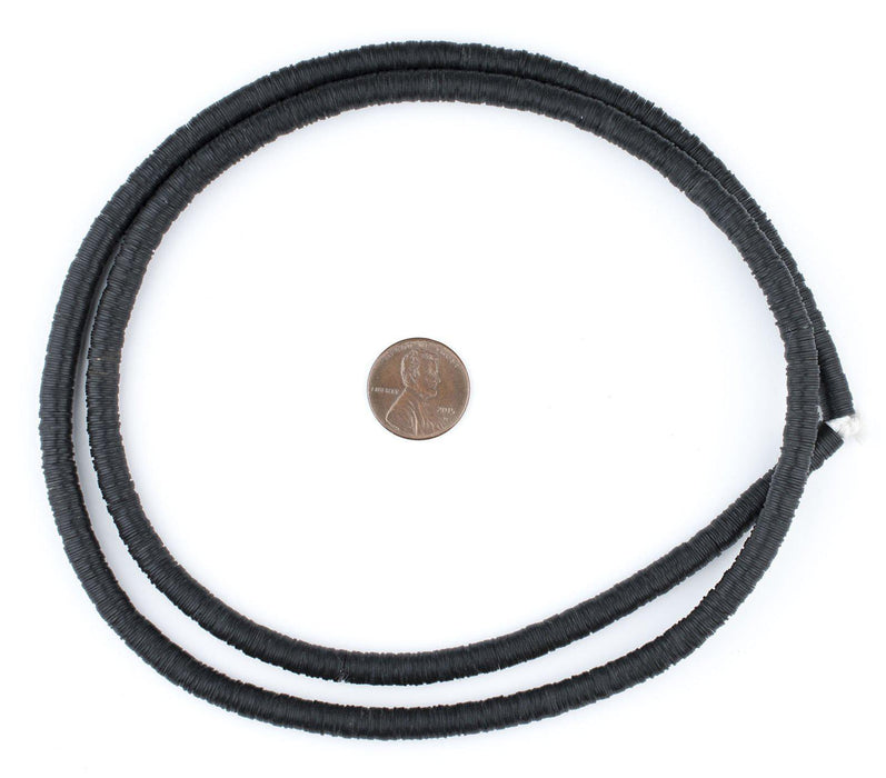 Old Black Vintage Vinyl Phono Record Beads (6mm) - The Bead Chest