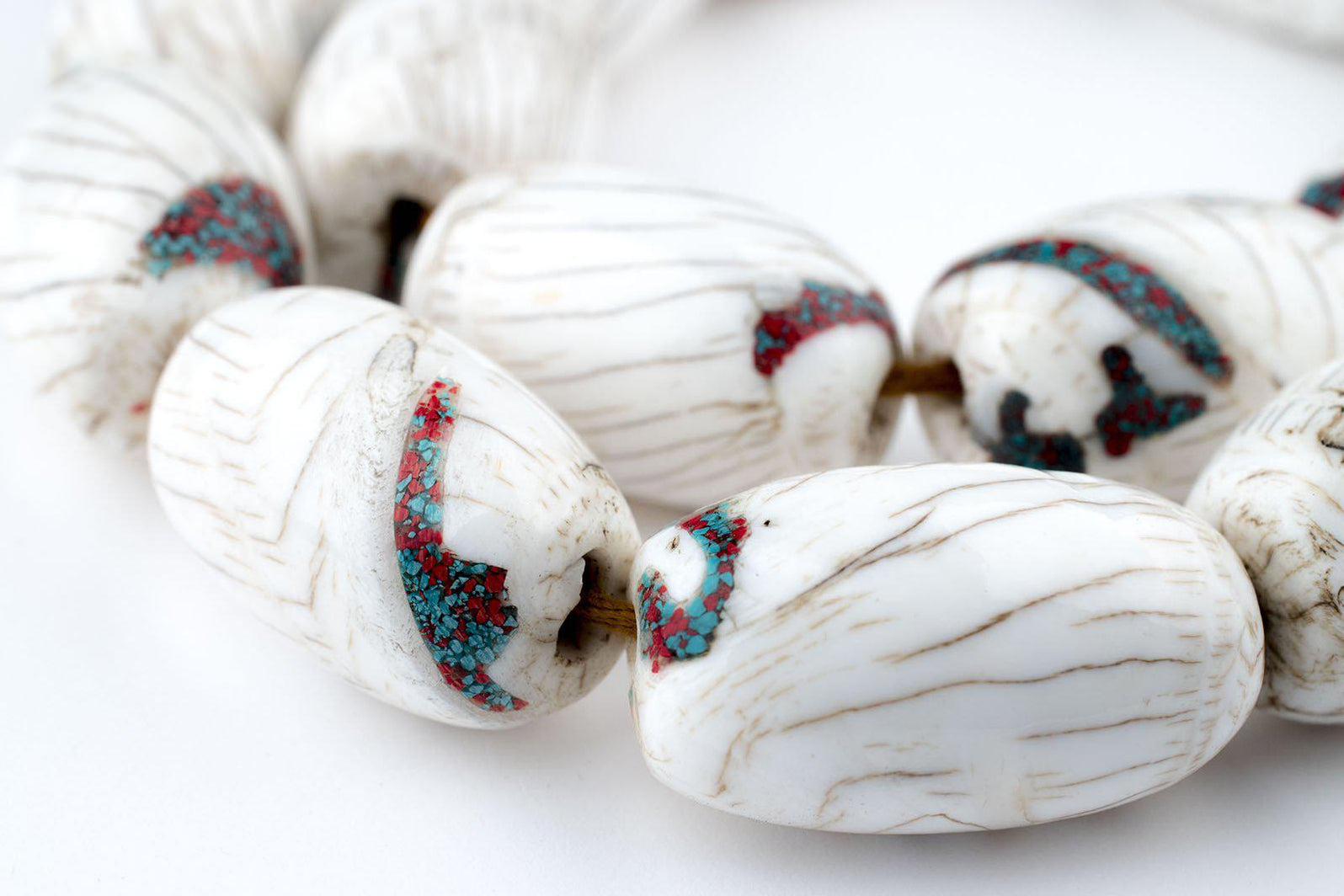 Inlaid Naga Conch Shell Melon Beads (27x16mm) — The Bead Chest