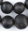 Jumbo Round Inlaid Mali Ebony Wood Beads (30mm)