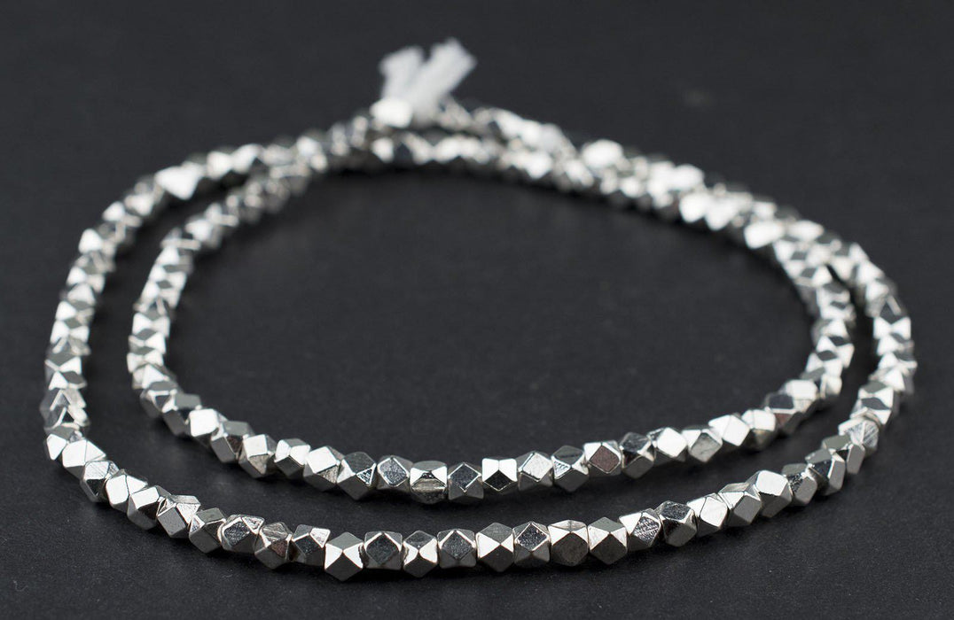 Shiny Silver Diamond Cut Beads (4mm) - The Bead Chest
