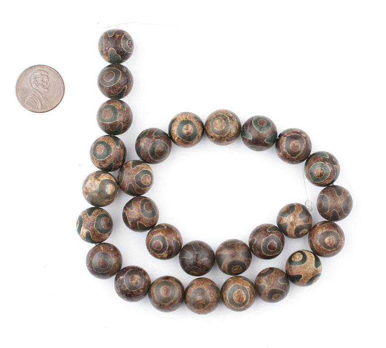 Premium Round Tibetan Agate Beads (14mm) - The Bead Chest