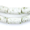White Granite-Style Ghana Glass Beads (25x10mm)