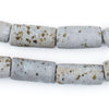Grey Granite-Style Ghana Glass Beads (25x10mm)