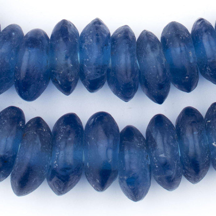 Jumbo Blue Rondelle Recycled Glass Beads - The Bead Chest