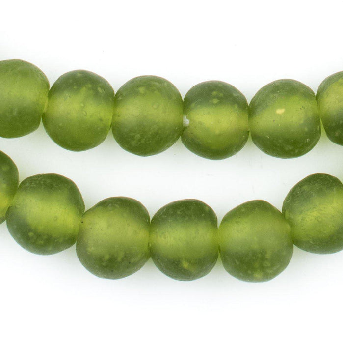 Lime Green Recycled Glass Beads (14mm) - The Bead Chest