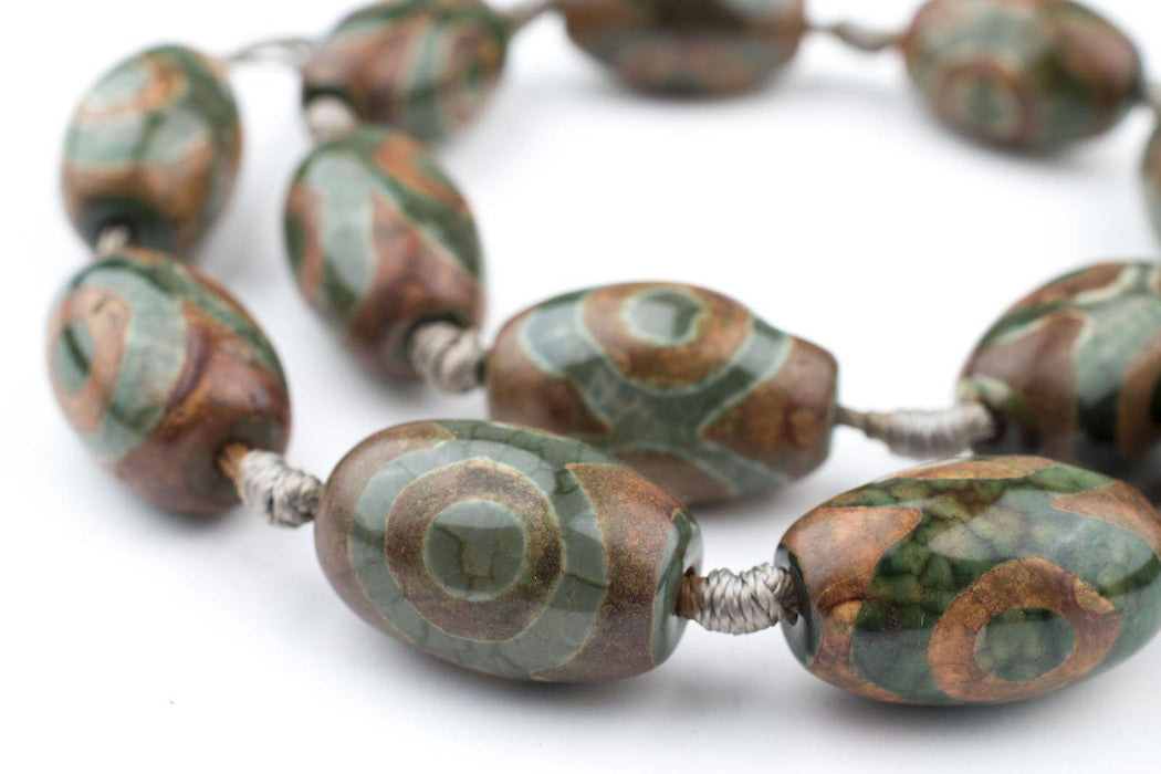 Premium Oval Tibetan Agate Beads (23x15mm) - The Bead Chest