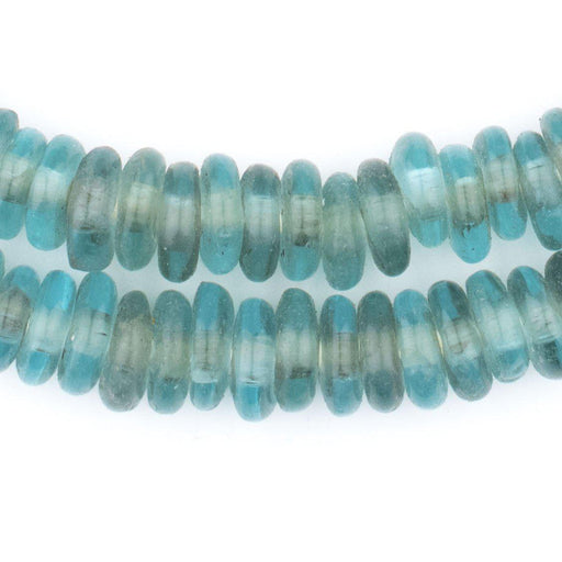 Aqua Rondelle Recycled Glass Beads