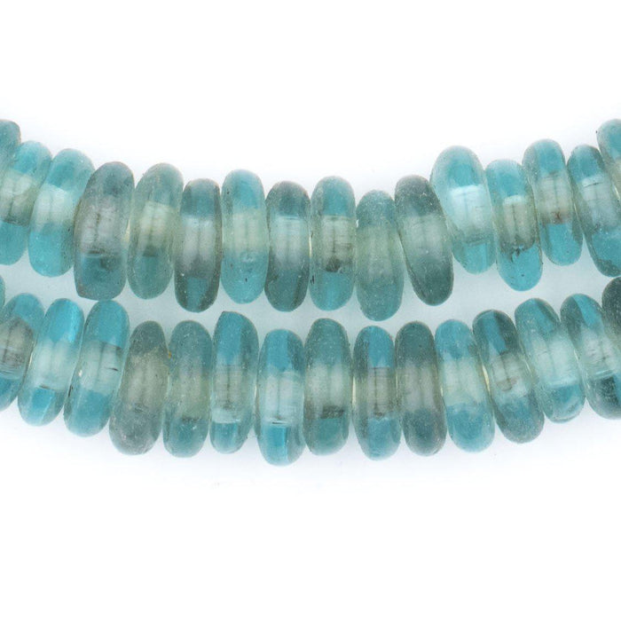 Aqua Rondelle Recycled Glass Beads - The Bead Chest