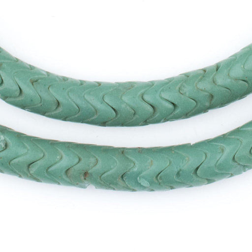 Glass Snake Beads, Sea Green Color (9mm) - The Bead Chest