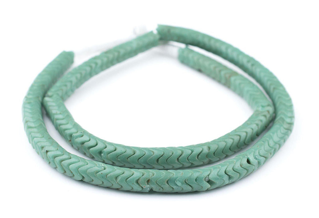 Glass Snake Beads, Sea Green Color (9mm) - The Bead Chest