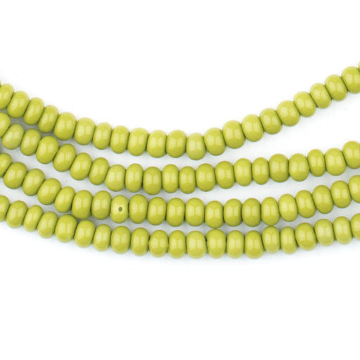 Olive Green Ghana Glass Beads (4mm) - The Bead Chest